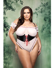 Dangerous Darling Sheer Mesh Ruffle Teddy w/Waist Cincher & Hooded Cape 3 pc Set - Black/White S/M