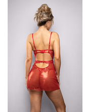 Ruby Shimmer Lace & Mesh Babydoll w/Panty - Red S/M