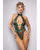Emerald Shimmer Mesh Halter Teddy w/Open Back - Green S/M