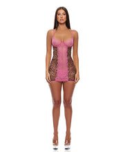 Animal Instincts Mesh Chemise & Panty - Pink Leopard XL