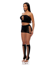 Cross Your Mind Tube Top w/Boy Short & Open Toe Socks Bodystocking - Black O/S