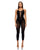 Cross Your Mind Capri Floral Knit Bodystocking w/Rhinestone Details - Black QN