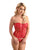 Eyelash Lace Corset w/G-String - Red Small