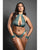 Domina Lace Bralette & Open Panty w/Detachable Chain-Link Handcuffs - Green QN