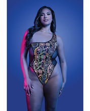 Luminescent Flash Reflective Floral Print Teddy - Black S/M
