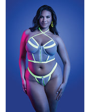 Supernatural Glow-in-the-Dark Zipper Bralette & Thong - White S/M