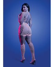 Metamorphic Glow-in-the-Dark Bodystocking Dress; Glows Pink - White O/S