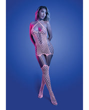 Metamorphic Glow-in-the-Dark Bodystocking Dress; Glows Pink - White O/S