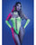 Pressure Point UV Reactive Rhinestone Studded Teddy & Gloves/Leg Warmers 2 pc Set - Neon Green O/S
