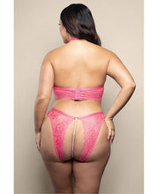 Opulence Shimmer Lace Bra & Panty w/Pearl details - Hot Pink QN