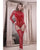 Sheer Infatuation Long Sleeve Teddy w/Attached Footless Stockings Red O/S