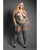 Sheer Wild Heart Reptile Print Bodystocking Dress w/Attached Stockings - Green QN