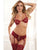 Strappy Hiphugger Garter Panty, Wired Bra, & Stockings 3 pc Set - Sun Dried Tomato O/S