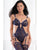 Dramatic Lace Teddy w/Garter Straps & Stockings - Purple O/S