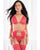 Sheer Leopard Lace Garter Set w/Halter Bra & Stockings - Teaberry O/S