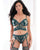 Embroidered Cropped Top, High Waist Garter Panty Thong, & Stockings 3 pc Set - Green O/S