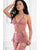 Sheer Lace Apron Style Babydoll, Garters, Open Back Panty & Stockings - Dusty Rose O/S