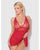 Mila Eyelash Lace & Mesh Babydoll w/G-String 2 pc Set - Red MD