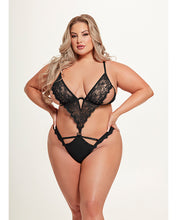Nadia Lace & Mesh Cutout Teddy - Black SM