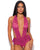 Jocelyn Lace Halter Teddy w/Open Crotch - Raspberry 3X/4X