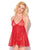 Kiki Lace Halter Babydoll w/Open Back & Thong - Red XL