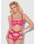 Yvone Lace Bra w/Removable Straps, Garter & Tanga Panty 3 pc Set - Pink SM