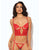 Cecily Lace & Mesh Bustier w/Thong & Garter Straps - Red MD