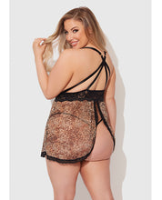 Felicia Mesh and Lace Babydoll w/G-String 2 pc Set - Leopard SM