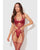 Eden Embroidered Lace & Mesh Teddy w/Garters - Dark Red SM