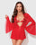 Dragon Sheer Mesh Robe w/Satin Triangle Top & G-String 3 pc Set - Red SM