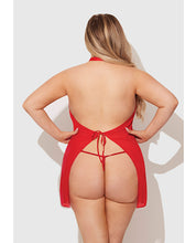 Dragon Mesh & Applique Chemise w/G-String 2 pc Set - Red SM