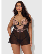 Nova Lace & Mesh Babydoll w/G-String 2 pc Set - Black SM