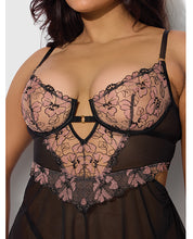 Nova Lace & Mesh Babydoll w/G-String 2 pc Set - Black SM
