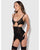 Snake Velvet-Burnout Mesh Chemise & G-String Set - Black SM