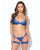 Madeline Lace & Mesh Bra, Garters, & Panty - Cobalt Blue XL