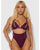 Yasmine Shimmer Mesh Slit Cup, Backless Teddy & Bralette Set - Burgundy SM