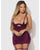 Yasmine Shimmer Mesh O-Ring Thigh Garter Chemise & G-String Set - Burgundy SM