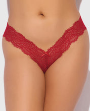 Lana Sheer Lace V-Thong - Red SM