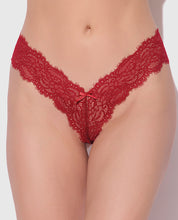 Lana Sheer Lace V-Thong - Red SM