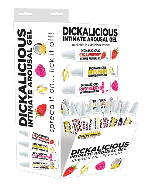 Dickalicious Intimate Arousal 2 ml Tubes Wall Mount - Asst. Flavors Display of 144