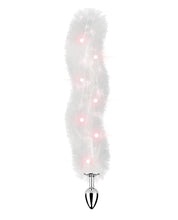 Foxy Tail Light Up Faux Fur Butt Plug - White