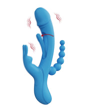Trilux Kinky Finger Rabbit Vibrator w/Anal Beads - Blue