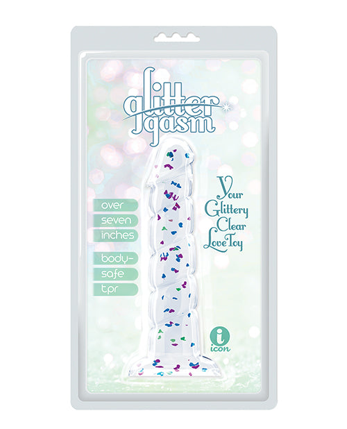 Glittergasm 7.5' Swirls Dildo - Blue/Purple/Violet
