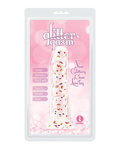 Glittergasm 7.5' Swirls Dildo - Red/Gold/Orange