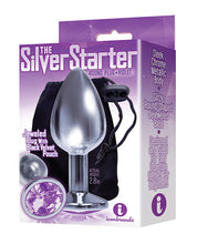 $$The 9's The Silver Starter Bejeweled Round Stainless Steel Plug - Violet