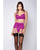 Soft Lace Bra, High Waist Satin & Mesh Garterbelt & G-String Fuchsia XL