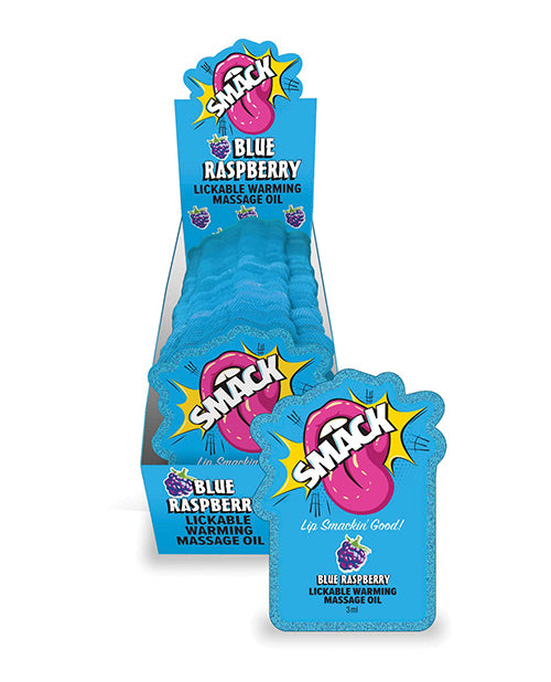Smack Lickable Warming Massage Oil - Blue Raspberry 3 ml pouch - 36 pc Display