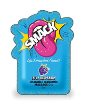 Smack Lickable Warming Massage Oil - Blue Raspberry 3 ml pouch - 36 pc Display