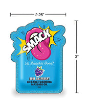 Smack Lickable Warming Massage Oil - Blue Raspberry 3 ml pouch - 36 pc Display
