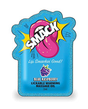 Smack Lickable Warming Massage Oil - Blue Raspberry 3 ml pouch - 36 pc Display